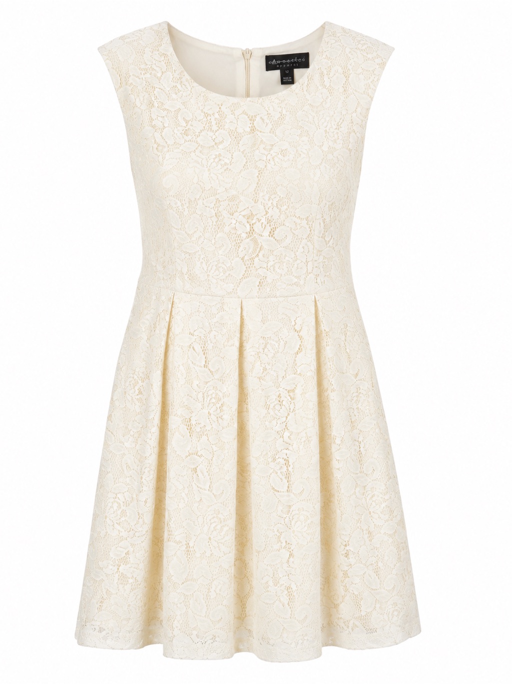 Connected Apparel Ivory Floral Lace Fit & Flare Dress Women’s Size 12 Sleeveless